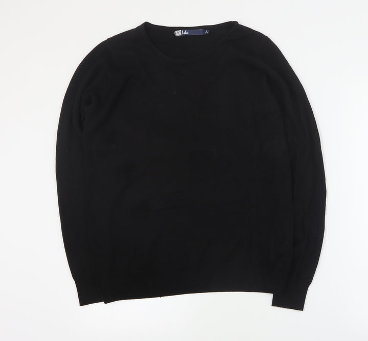 Isle Womens Black Round Neck  Acrylic Pullover Jumper Size S