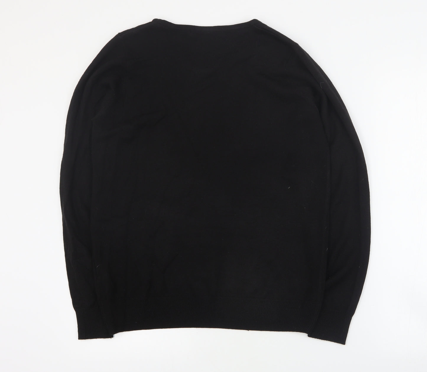 Isle Womens Black Round Neck  Acrylic Pullover Jumper Size S