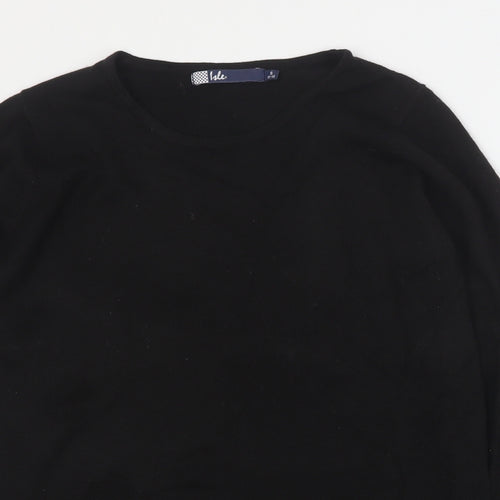 Isle Womens Black Round Neck  Acrylic Pullover Jumper Size S