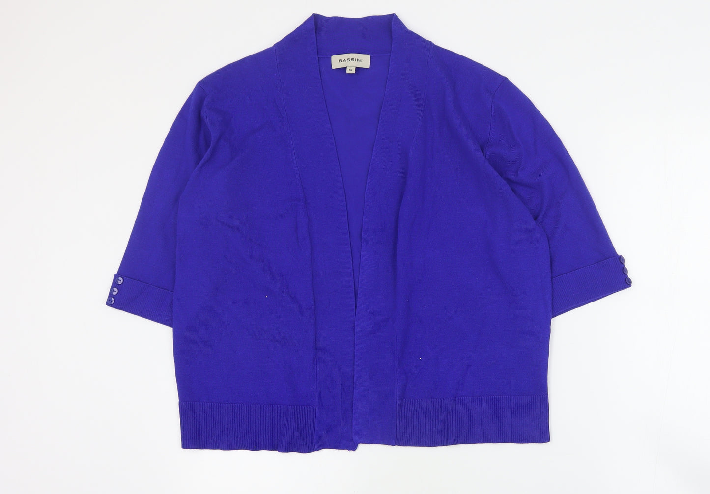 BASSINI Womens Blue V-Neck  Viscose Cardigan Jumper Size XL