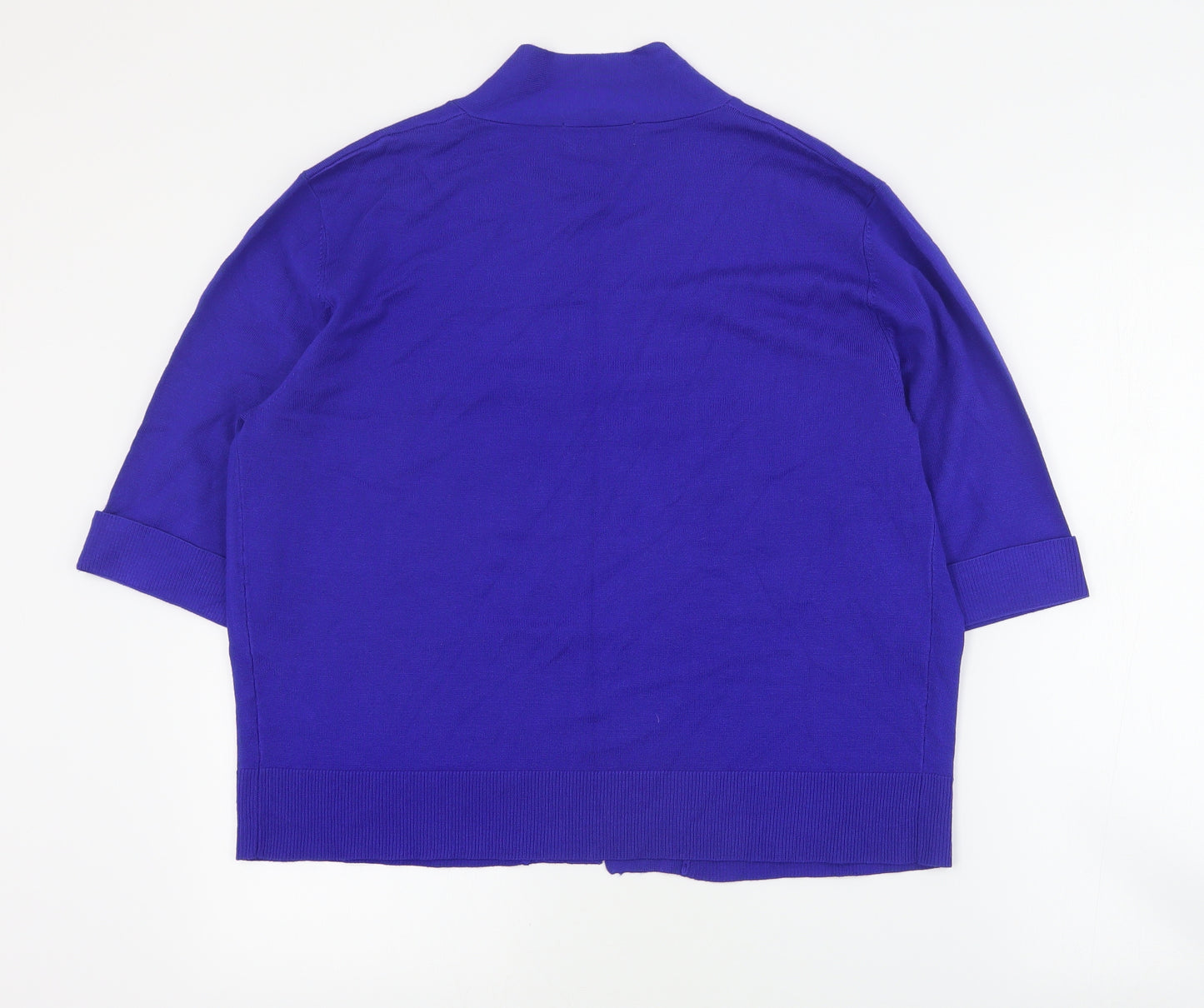 BASSINI Womens Blue V-Neck  Viscose Cardigan Jumper Size XL
