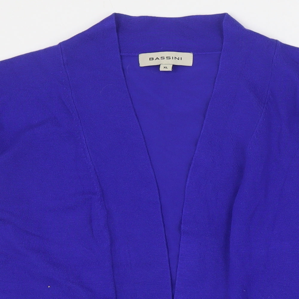 BASSINI Womens Blue V-Neck  Viscose Cardigan Jumper Size XL