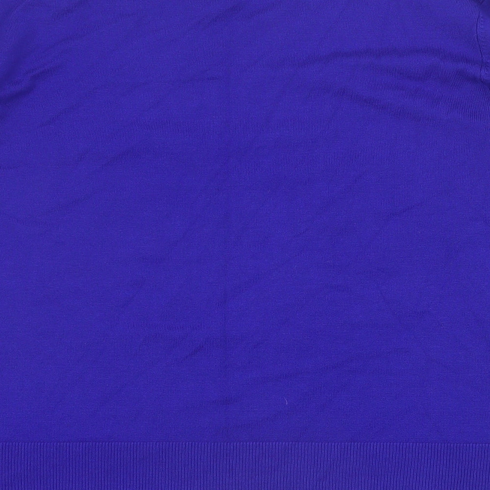 BASSINI Womens Blue V-Neck  Viscose Cardigan Jumper Size XL