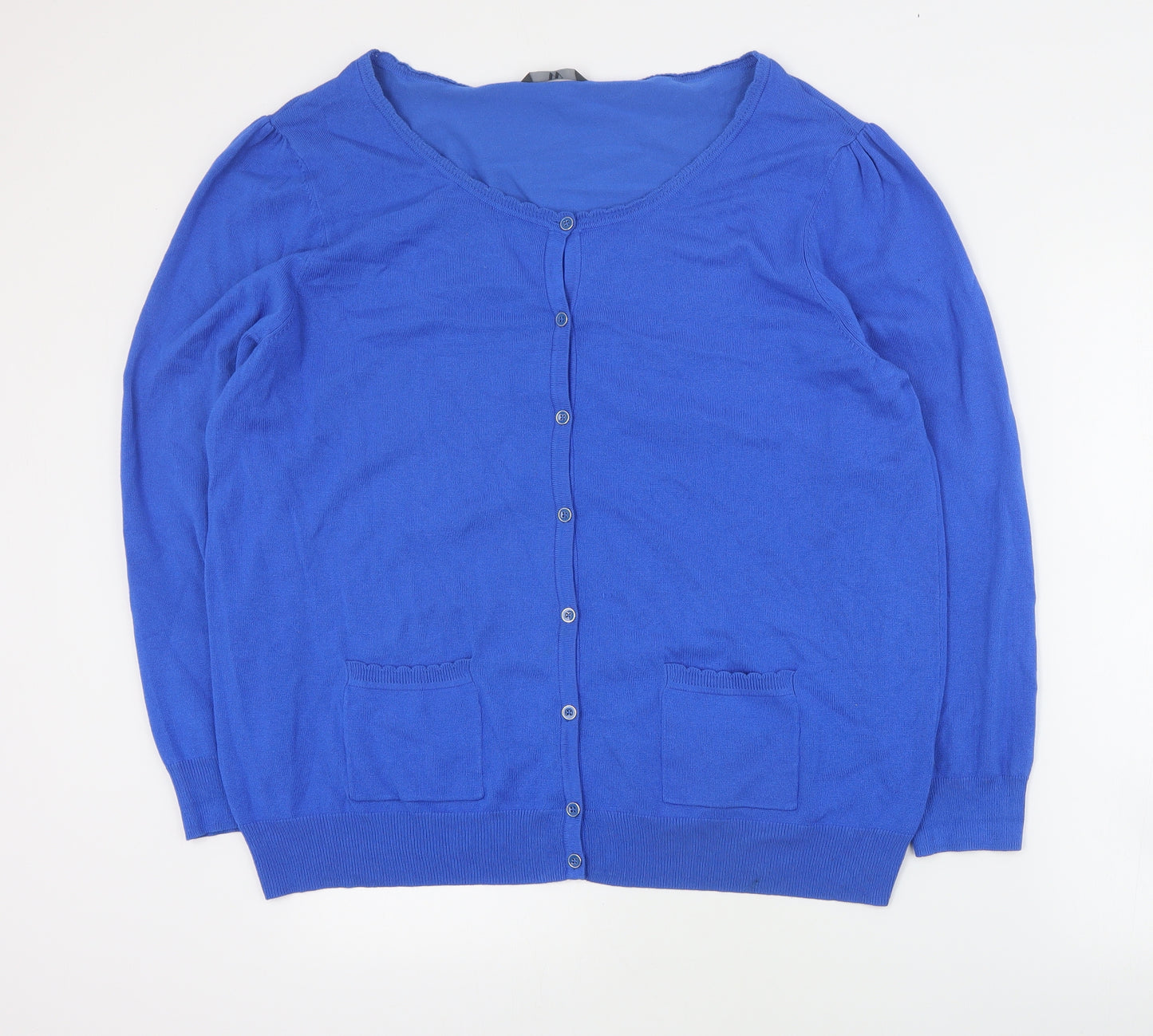 BHS Womens Blue Round Neck  Viscose Cardigan Jumper Size 22
