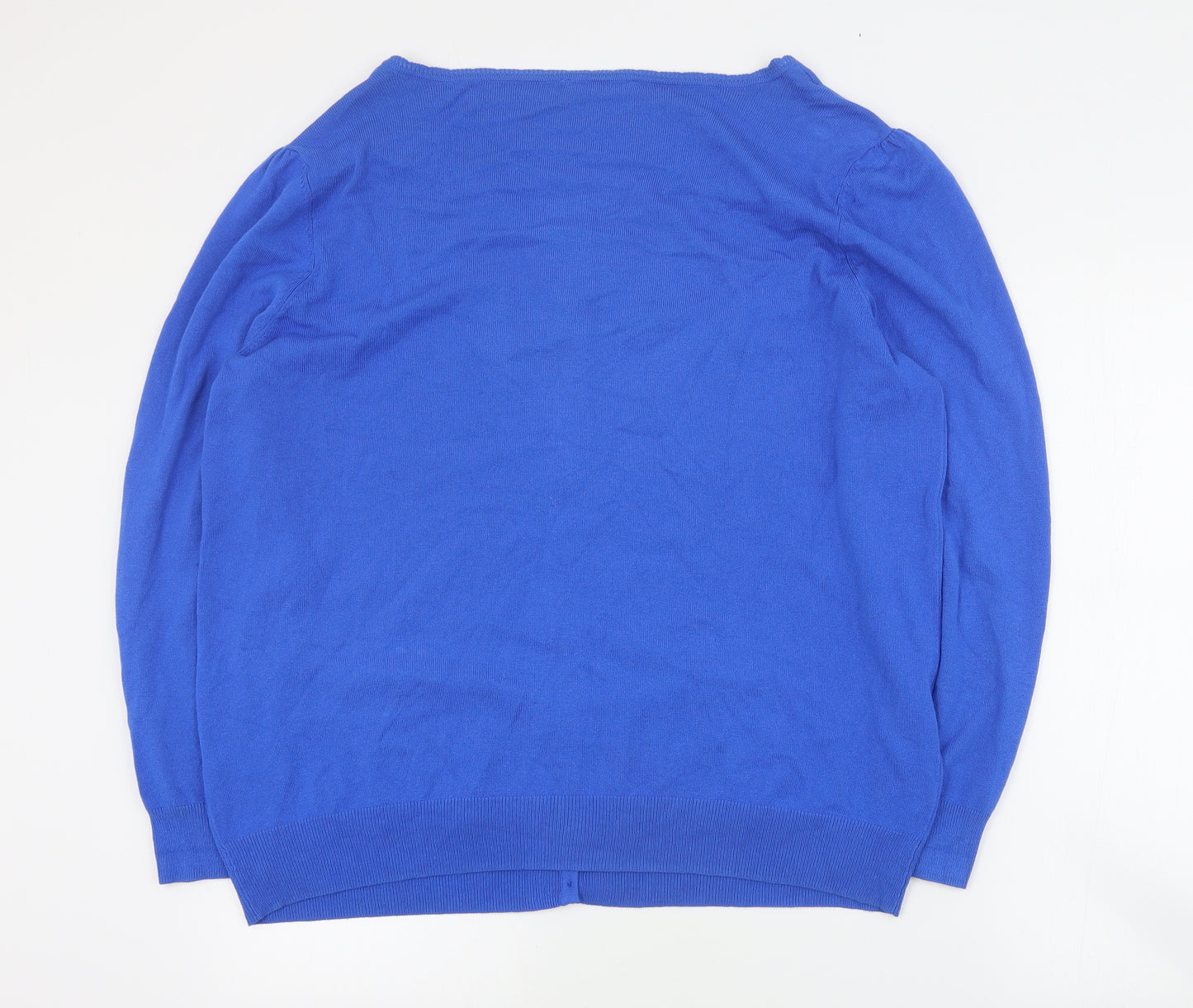 BHS Womens Blue Round Neck  Viscose Cardigan Jumper Size 22