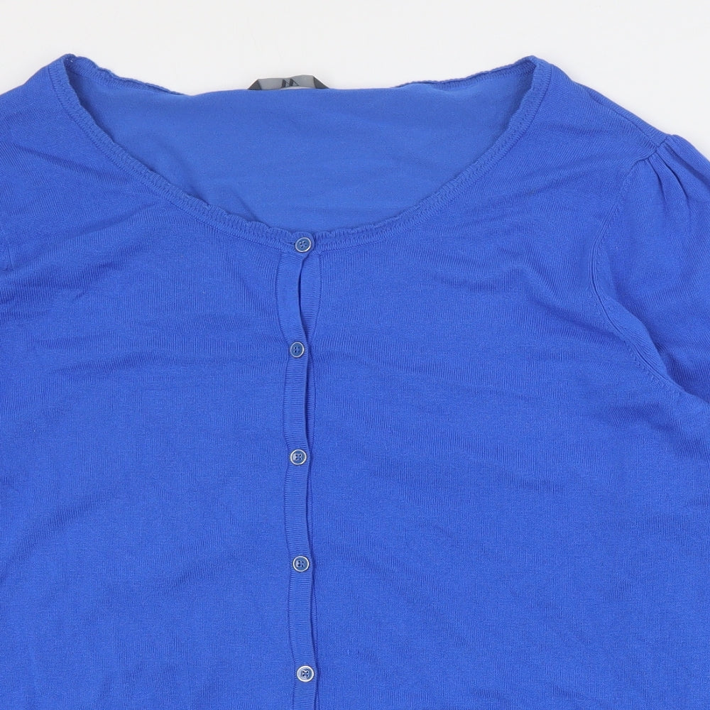 BHS Womens Blue Round Neck  Viscose Cardigan Jumper Size 22