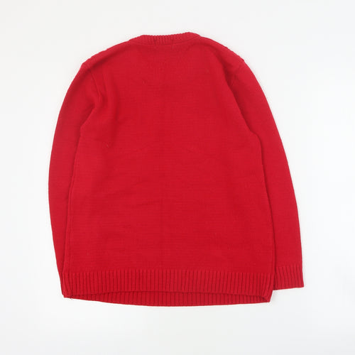 Lady Ice Womens Red Round Neck  Acrylic Pullover Jumper Size S