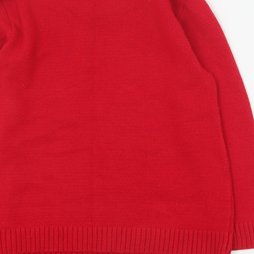 Lady Ice Womens Red Round Neck  Acrylic Pullover Jumper Size S