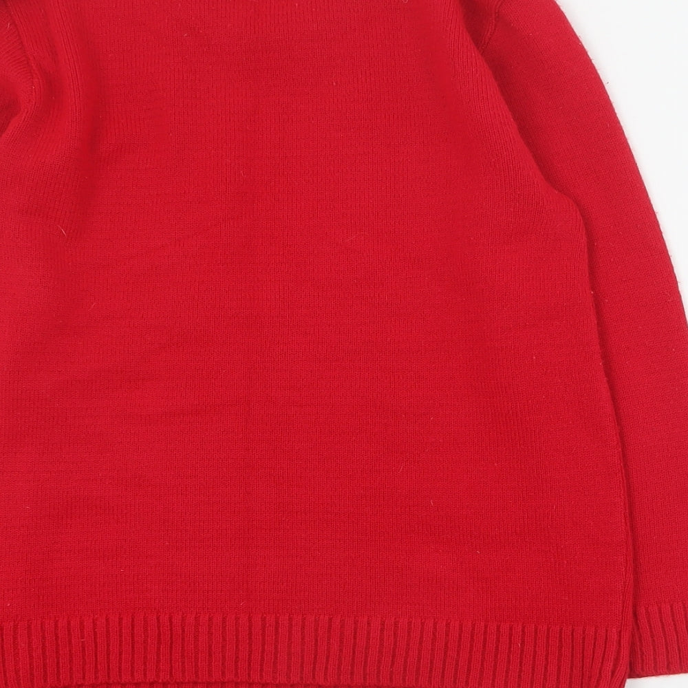 Lady Ice Womens Red Round Neck  Acrylic Pullover Jumper Size S