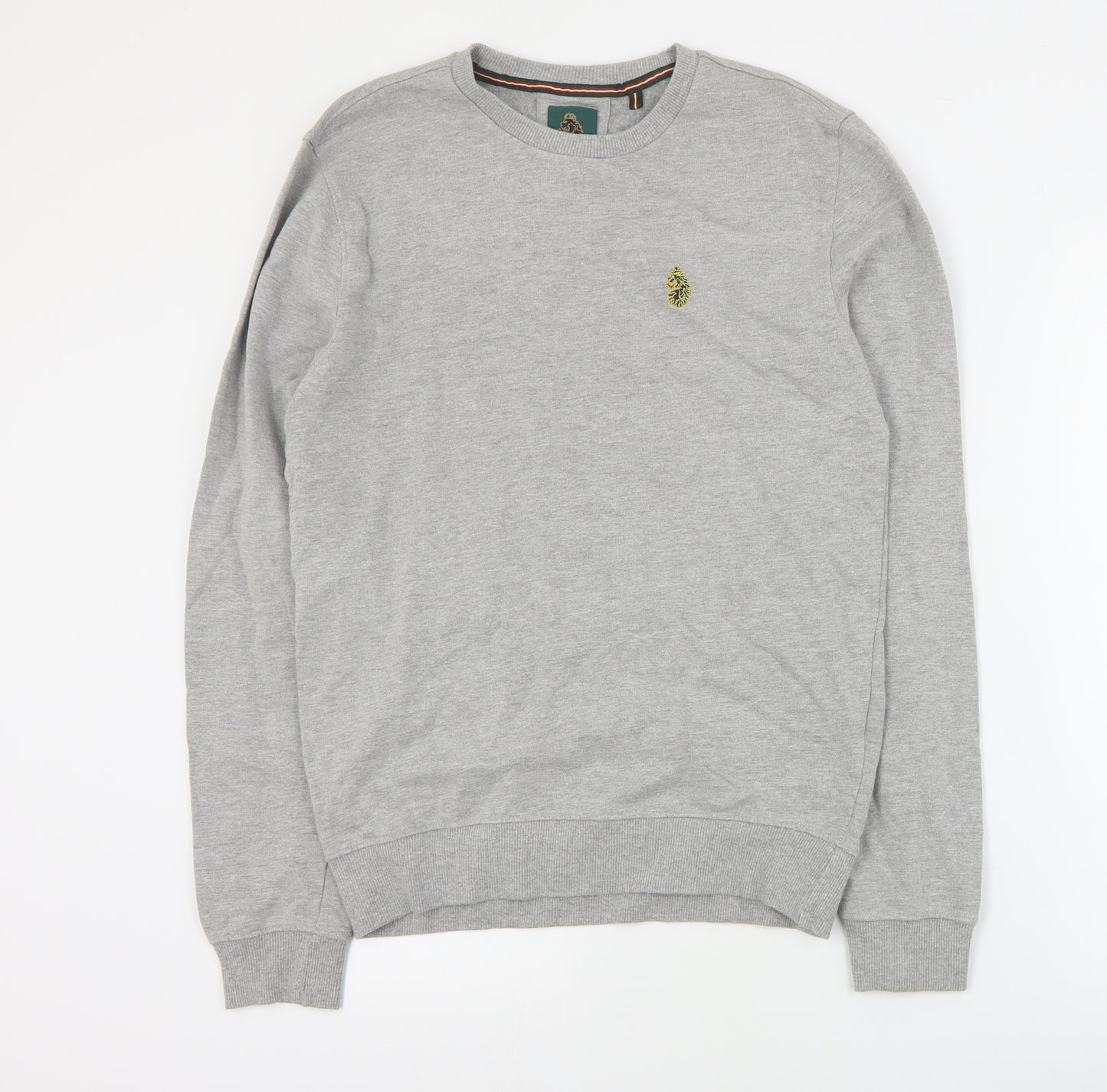 Luke Mens Grey  Cotton Pullover Sweatshirt Size S