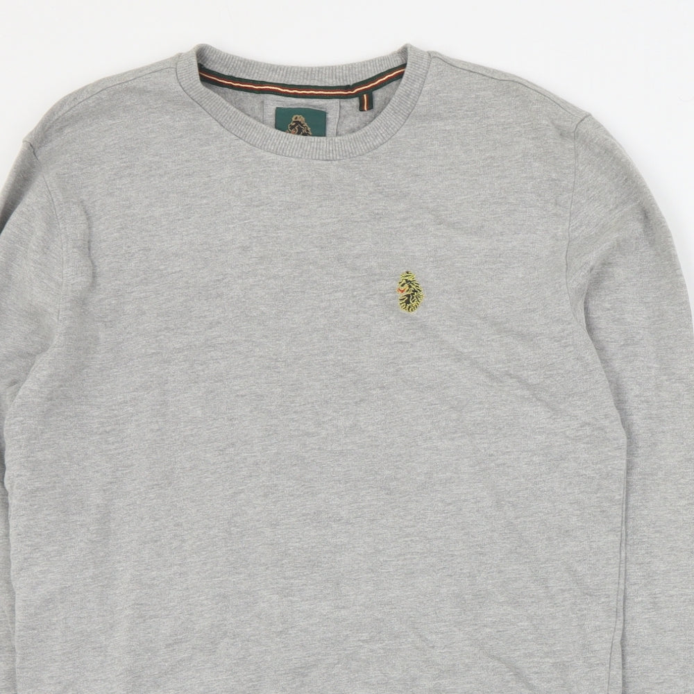 Luke Mens Grey  Cotton Pullover Sweatshirt Size S