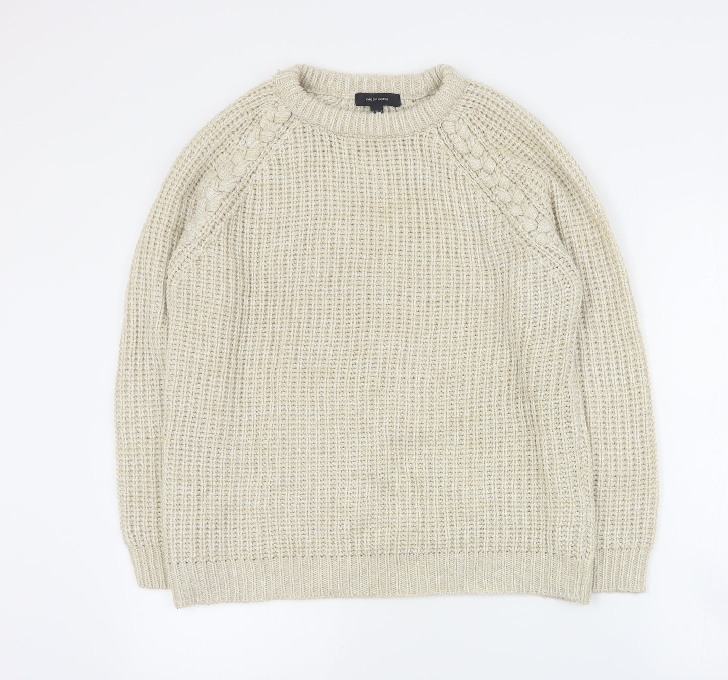 Primark Womens Beige Round Neck  Acrylic Pullover Jumper Size 14