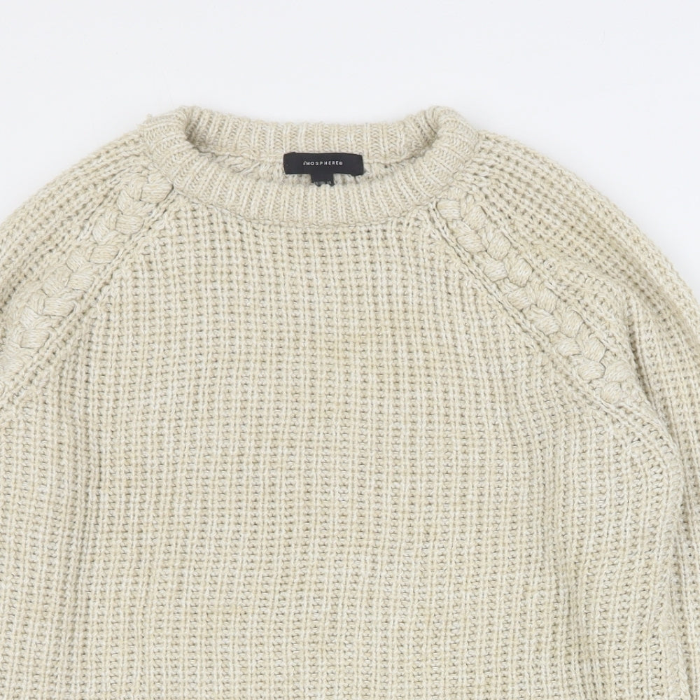 Primark Womens Beige Round Neck  Acrylic Pullover Jumper Size 14