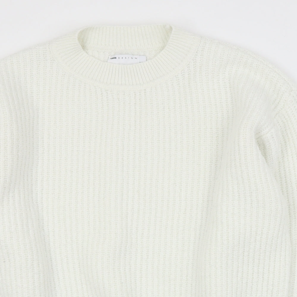 ASOS Womens White Round Neck  Polyester Pullover Jumper Size 6