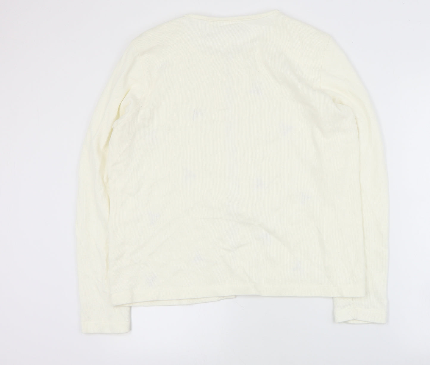 Liz Claiborne Womens Ivory Round Neck  Cotton Cardigan Jumper Size XL   - Christmas