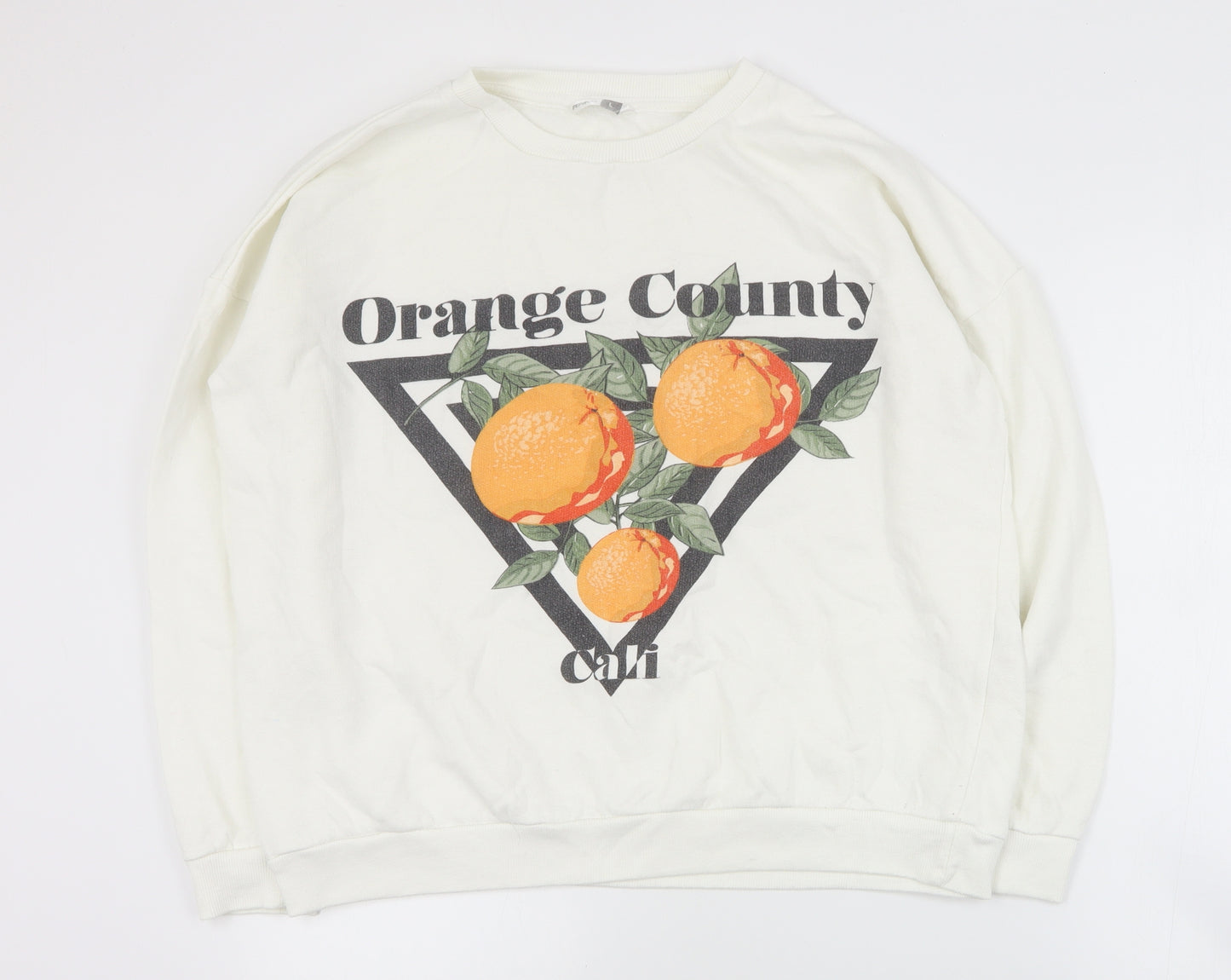 Pep&Co Womens White  Polyester Pullover Sweatshirt Size L  Pullover