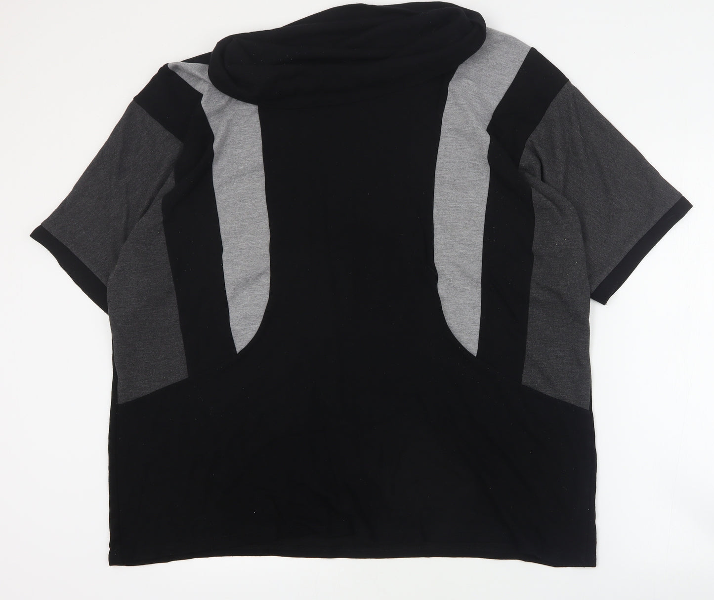 M&Co Womens Black Colourblock Viscose Basic T-Shirt Size 26 Roll Neck