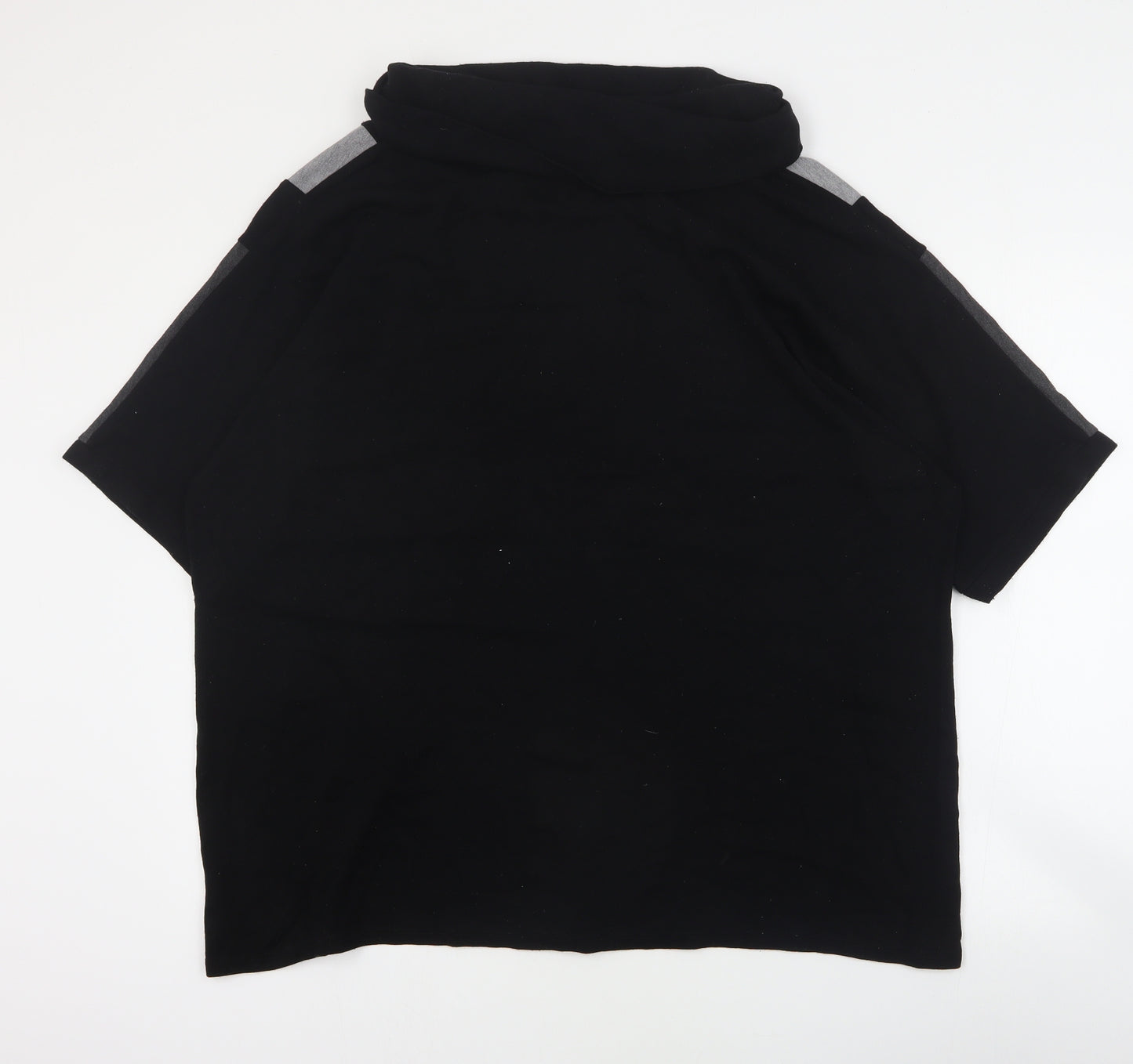 M&Co Womens Black Colourblock Viscose Basic T-Shirt Size 26 Roll Neck