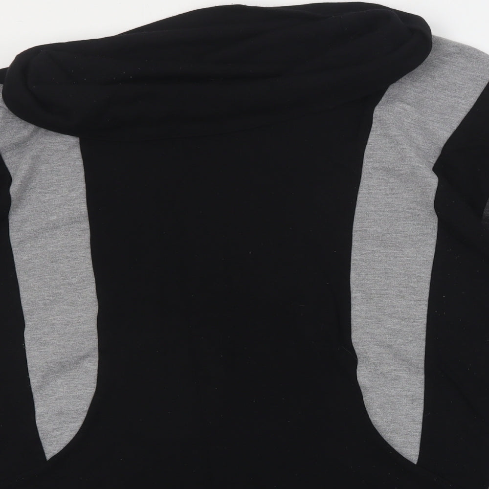 M&Co Womens Black Colourblock Viscose Basic T-Shirt Size 26 Roll Neck