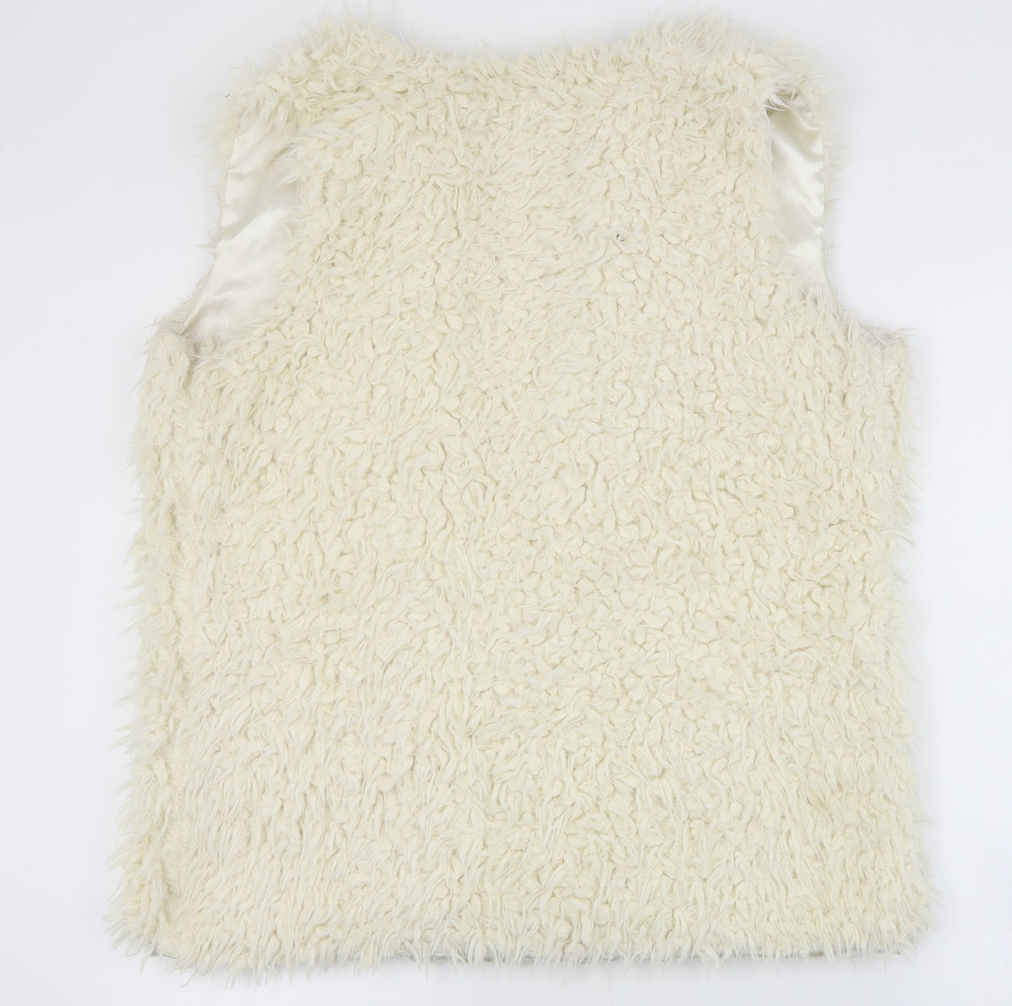 Premium Womens Ivory   Gilet Coat Size M  Hook & Eye - Faux fur