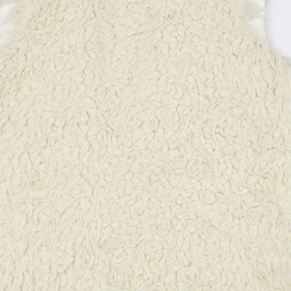 Premium Womens Ivory   Gilet Coat Size M  Hook & Eye - Faux fur