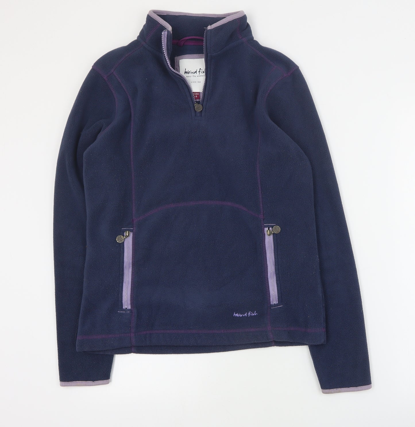 Weird Fish Womens Blue  Polyester Pullover Sweatshirt Size 10  Zip