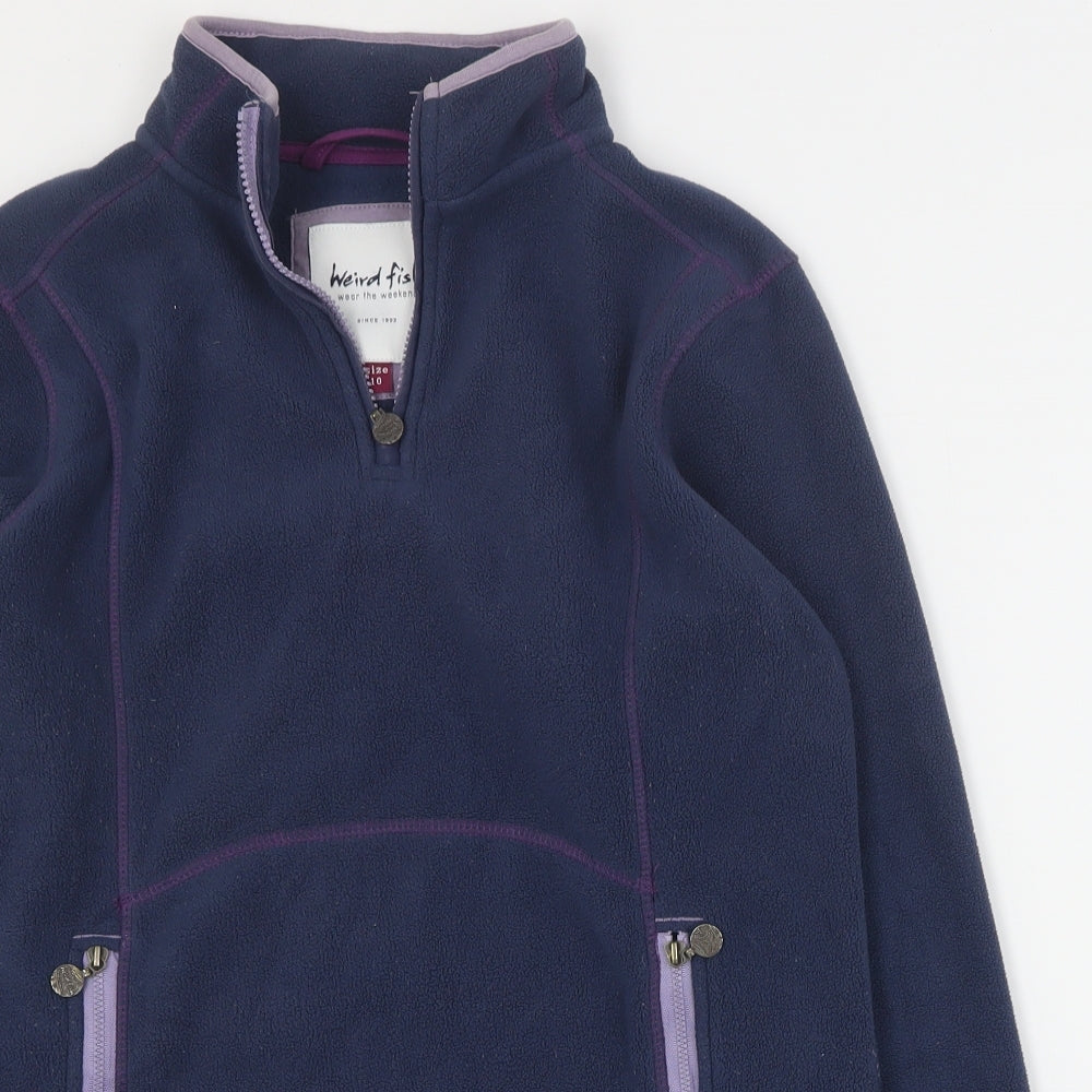 Weird Fish Womens Blue  Polyester Pullover Sweatshirt Size 10  Zip