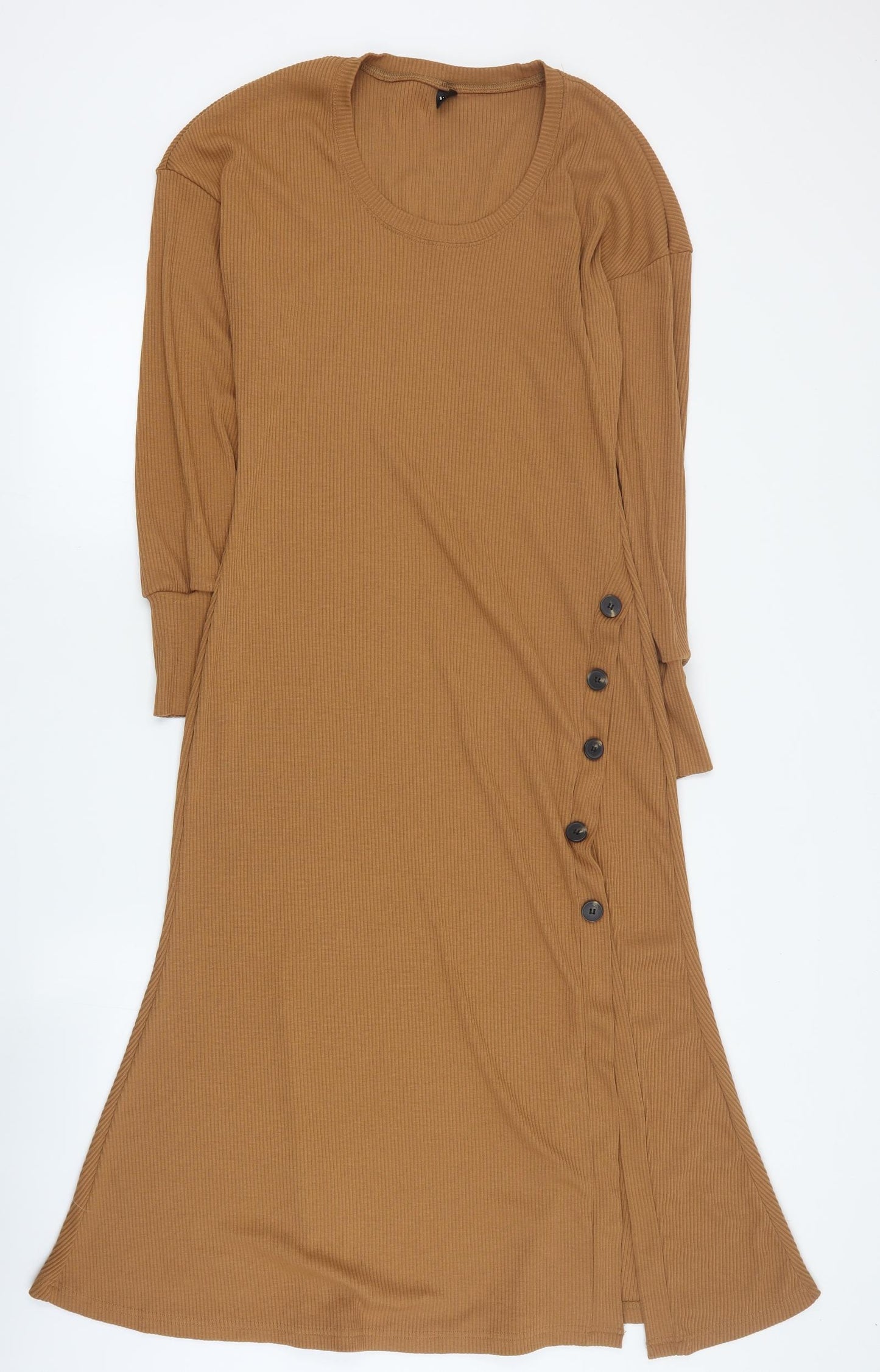 SheIn Womens Brown  Polyester Maxi  Size M  Scoop Neck Pullover - Ribbed