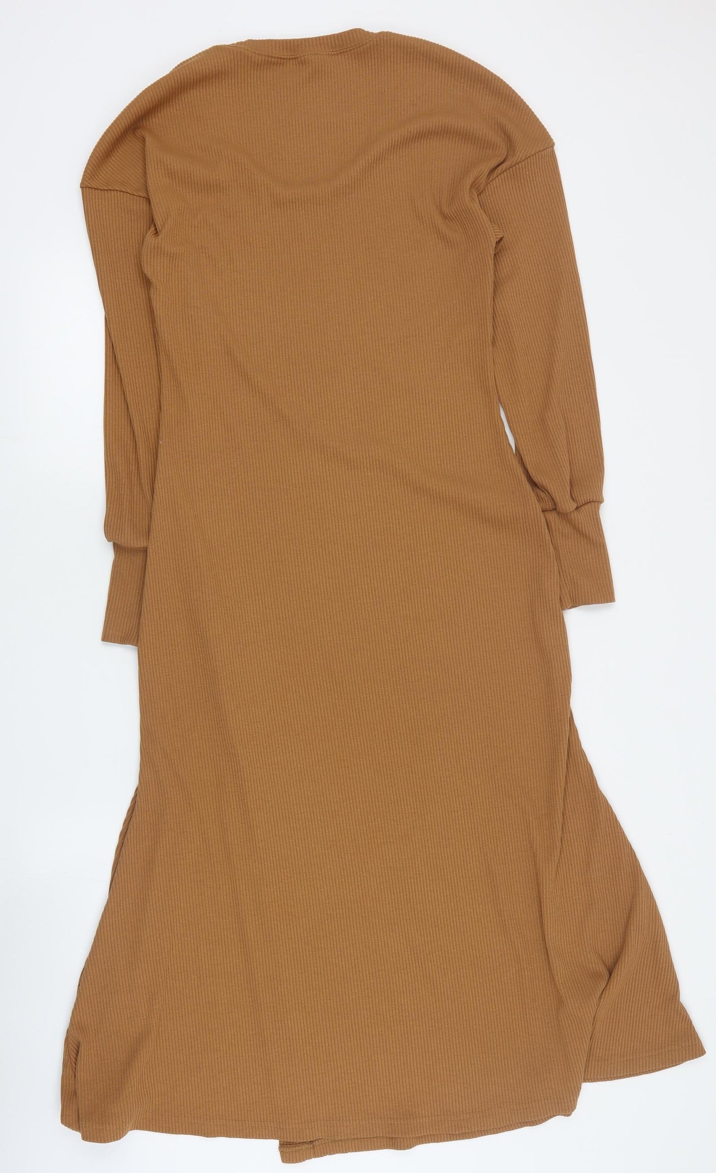 SheIn Womens Brown  Polyester Maxi  Size M  Scoop Neck Pullover - Ribbed