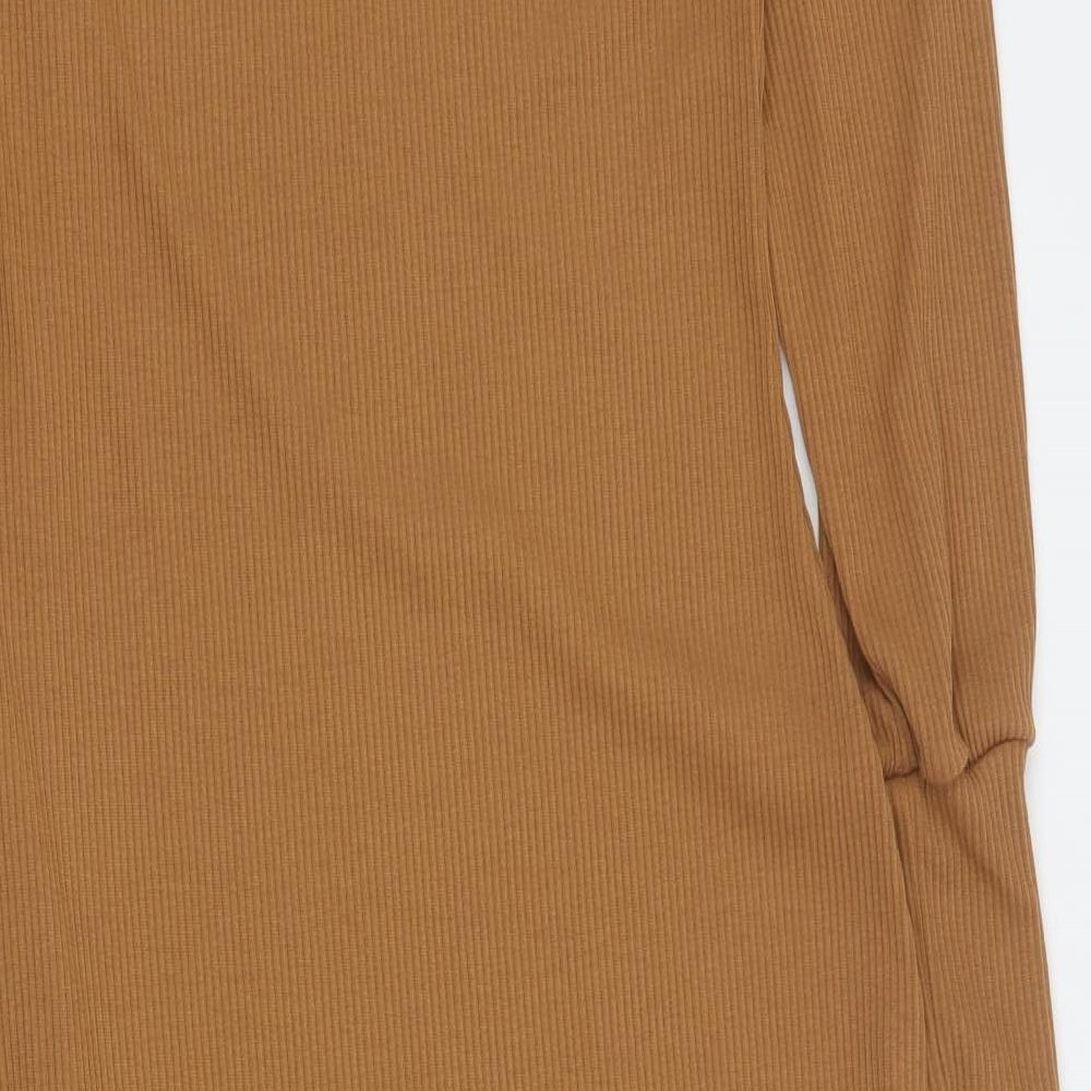 SheIn Womens Brown  Polyester Maxi  Size M  Scoop Neck Pullover - Ribbed
