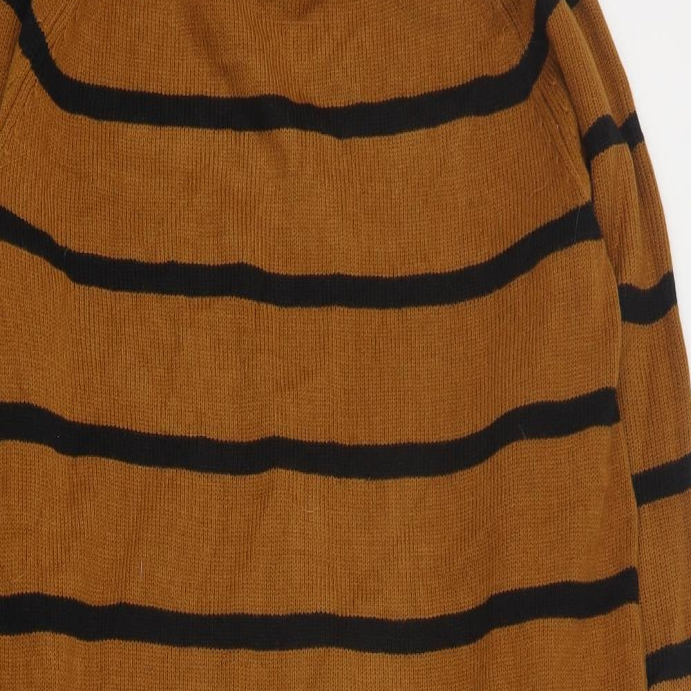 SheIn Womens Brown Striped Acrylic Jumper Dress  Size S  Roll Neck Pullover
