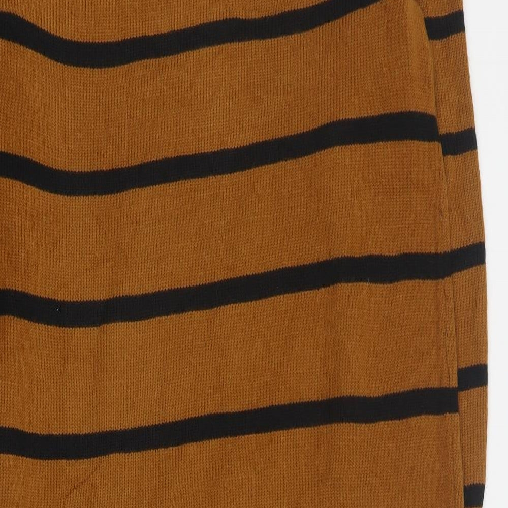 SheIn Womens Brown Striped Acrylic Jumper Dress  Size S  Roll Neck Pullover