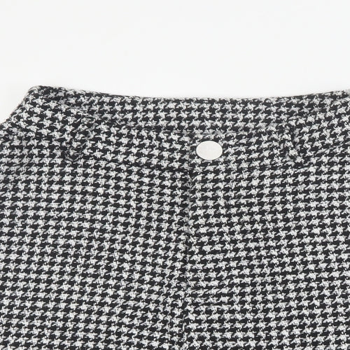 New Look Womens Black Houndstooth Polyester Paperbag Shorts Size 8 L5 in Regular Zip