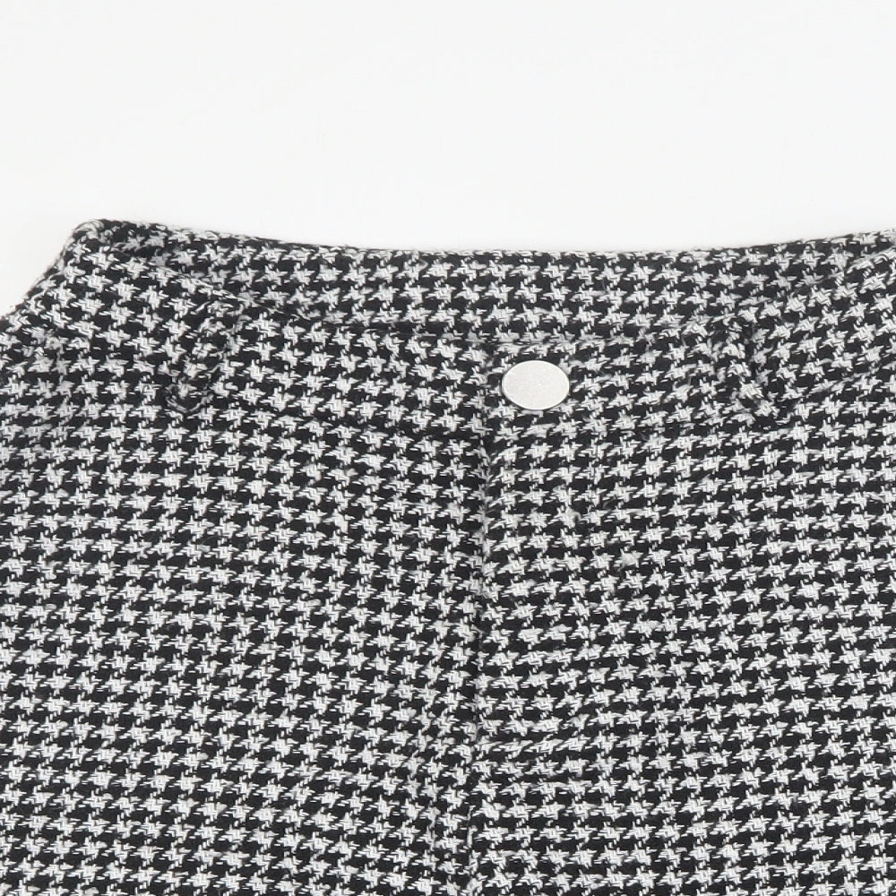 New Look Womens Black Houndstooth Polyester Paperbag Shorts Size 8 L5 in Regular Zip