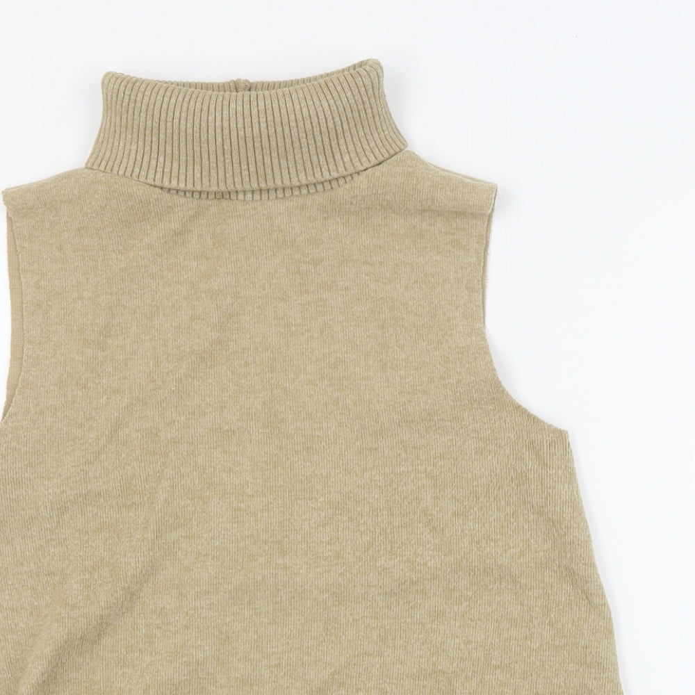 Zara Womens Brown Roll Neck  Cotton Pullover Jumper Size S
