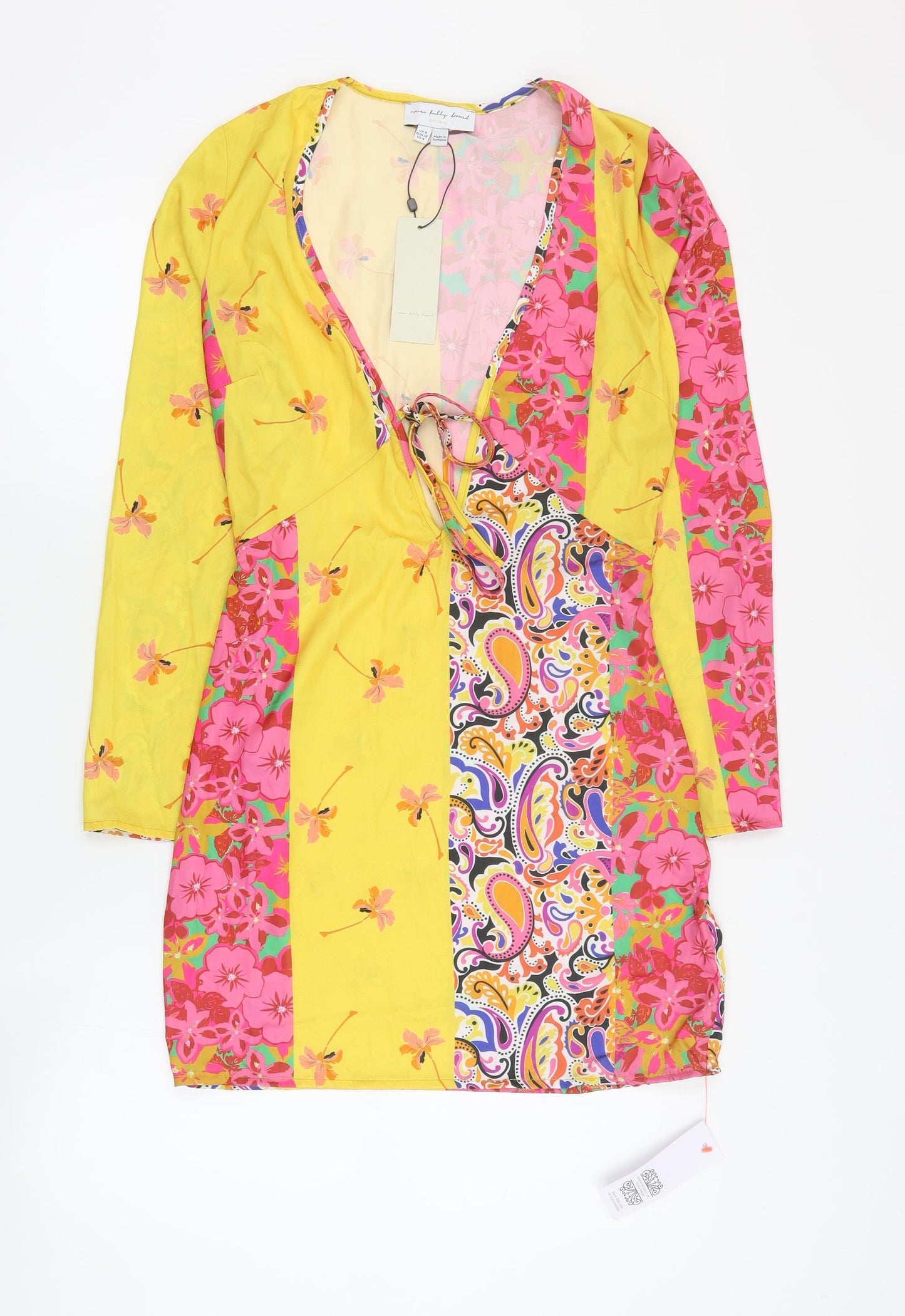 Never Fully Dressed Womens Multicoloured Floral Polyester Mini  Size 8  V-Neck Zip