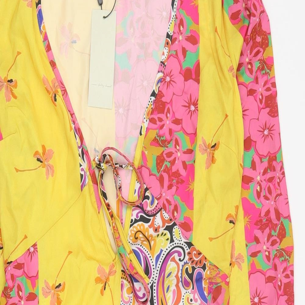 Never Fully Dressed Womens Multicoloured Floral Polyester Mini  Size 8  V-Neck Zip