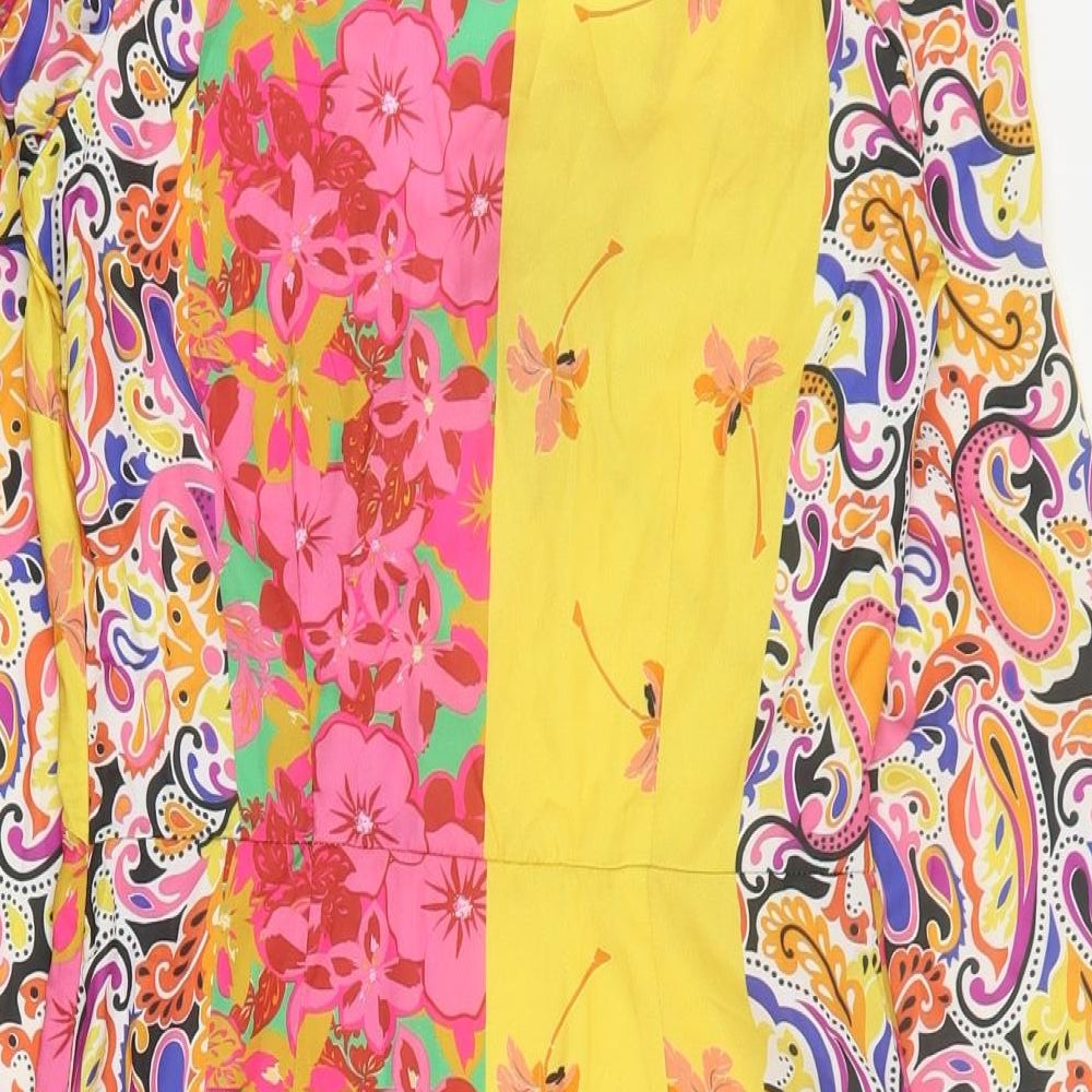 Never Fully Dressed Womens Multicoloured Floral Polyester Mini  Size 8  V-Neck Zip