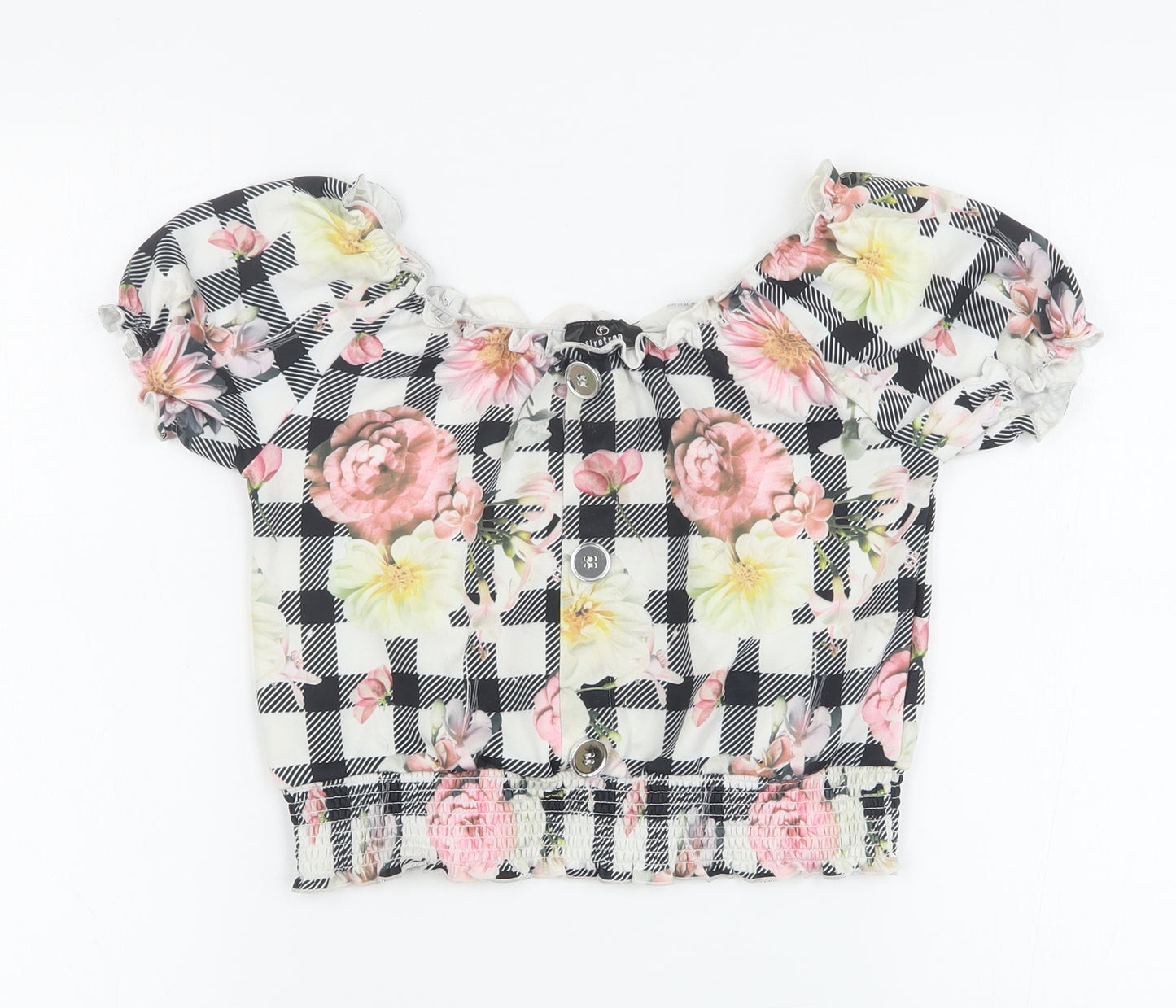 Firetrap Girls Multicoloured Floral Polyester Basic Blouse Size 11-12 Years Square Neck Pullover