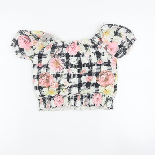Firetrap Girls Multicoloured Floral Polyester Basic Blouse Size 11-12 Years Square Neck Pullover
