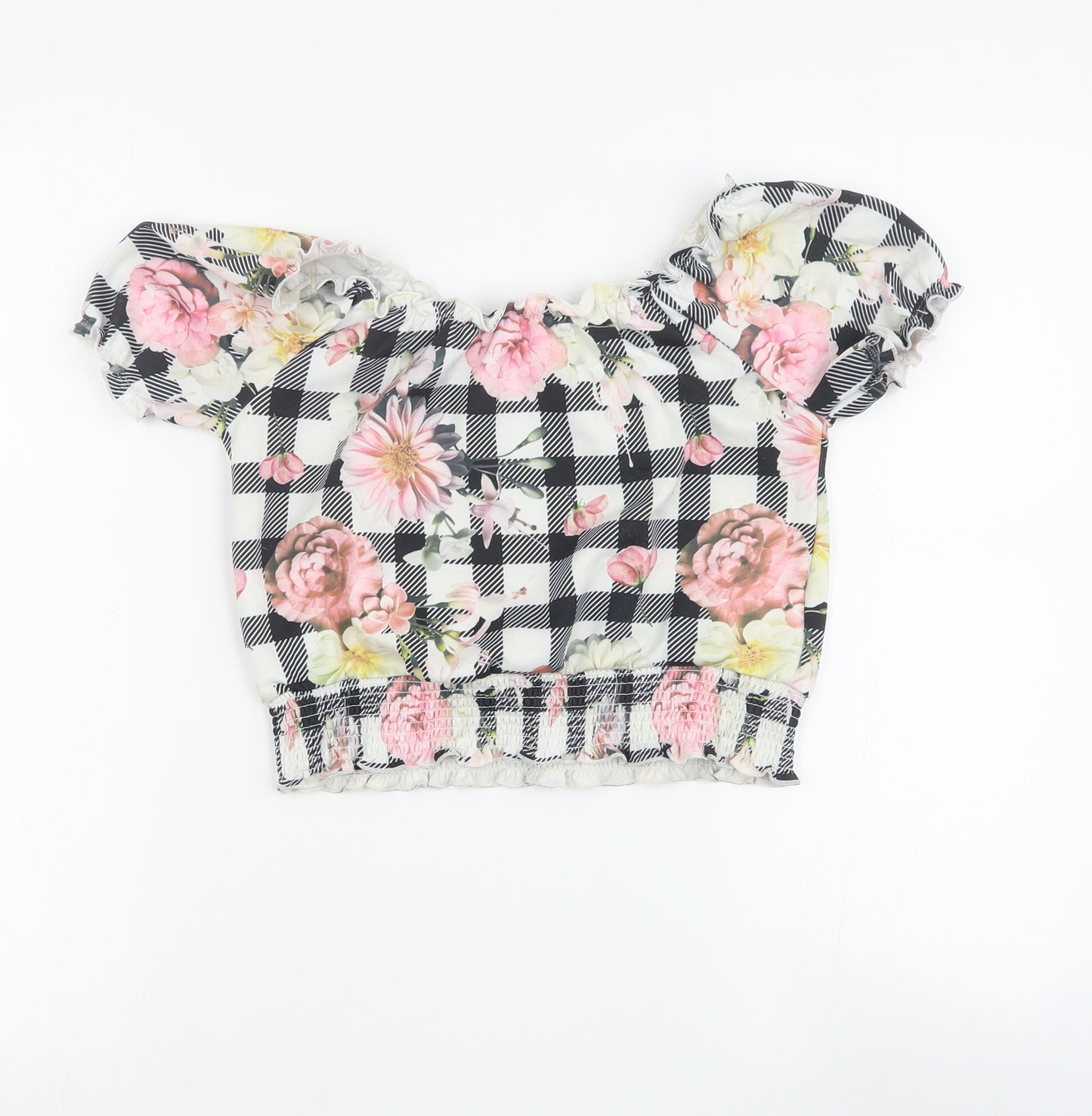 Firetrap Girls Multicoloured Floral Polyester Basic Blouse Size 11-12 Years Square Neck Pullover