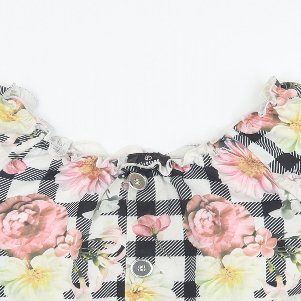 Firetrap Girls Multicoloured Floral Polyester Basic Blouse Size 11-12 Years Square Neck Pullover