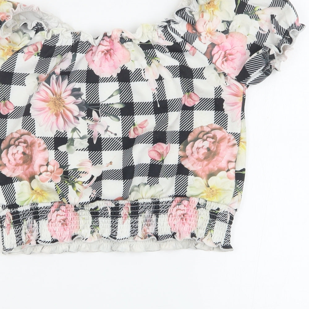Firetrap Girls Multicoloured Floral Polyester Basic Blouse Size 11-12 Years Square Neck Pullover