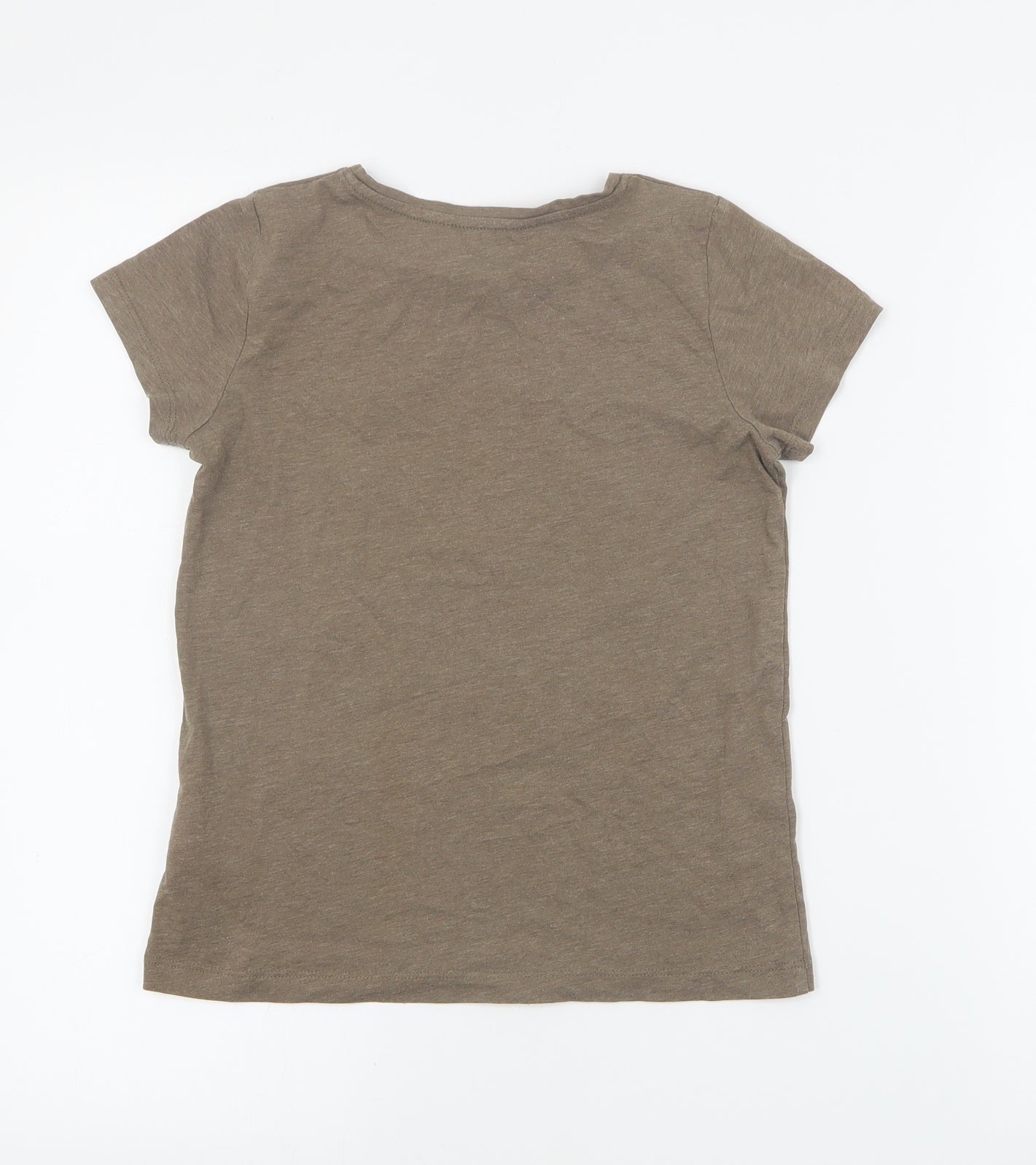 H&M Girls Brown  Cotton Basic T-Shirt Size 9-10 Years Round Neck Pullover