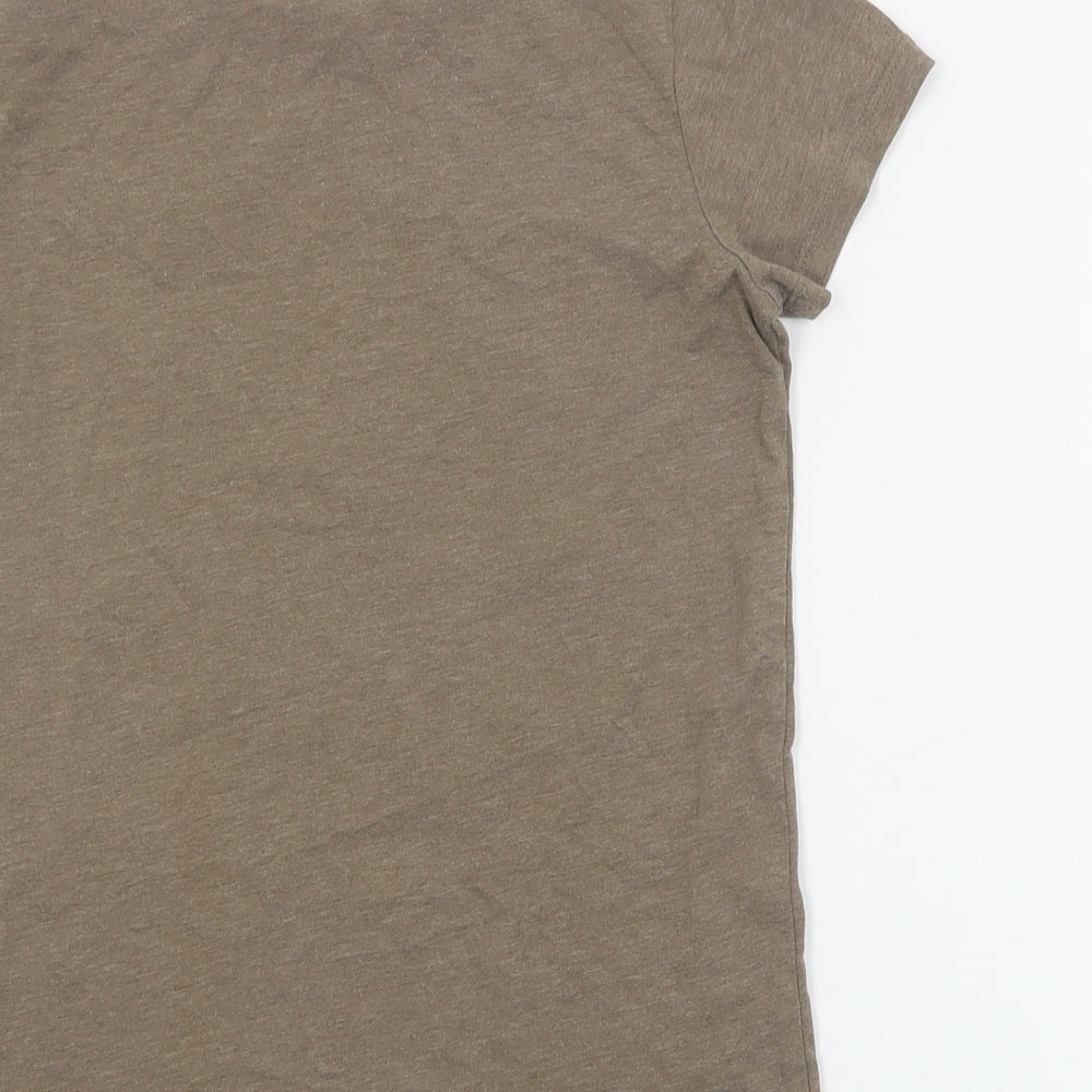 H&M Girls Brown  Cotton Basic T-Shirt Size 9-10 Years Round Neck Pullover
