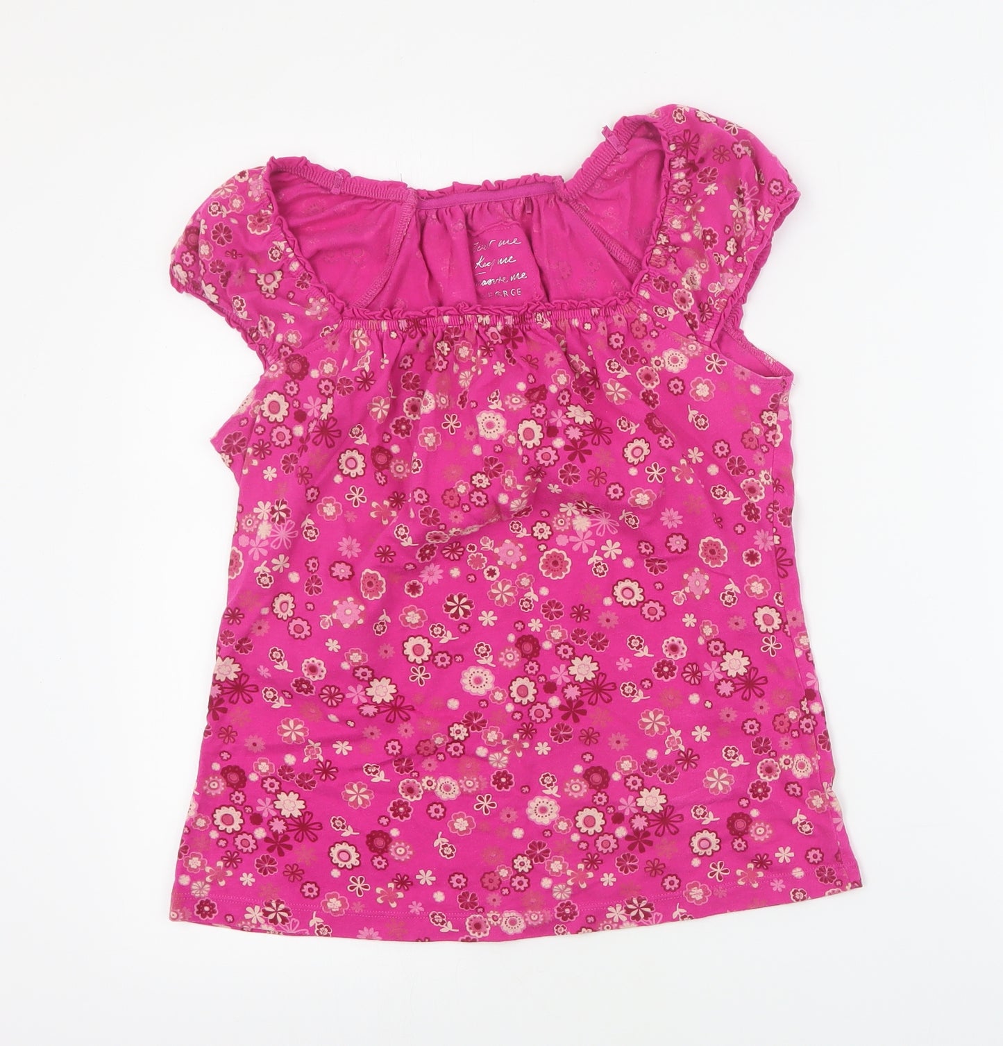 George Womens Pink Floral Cotton Basic T-Shirt Size 12 Square Neck