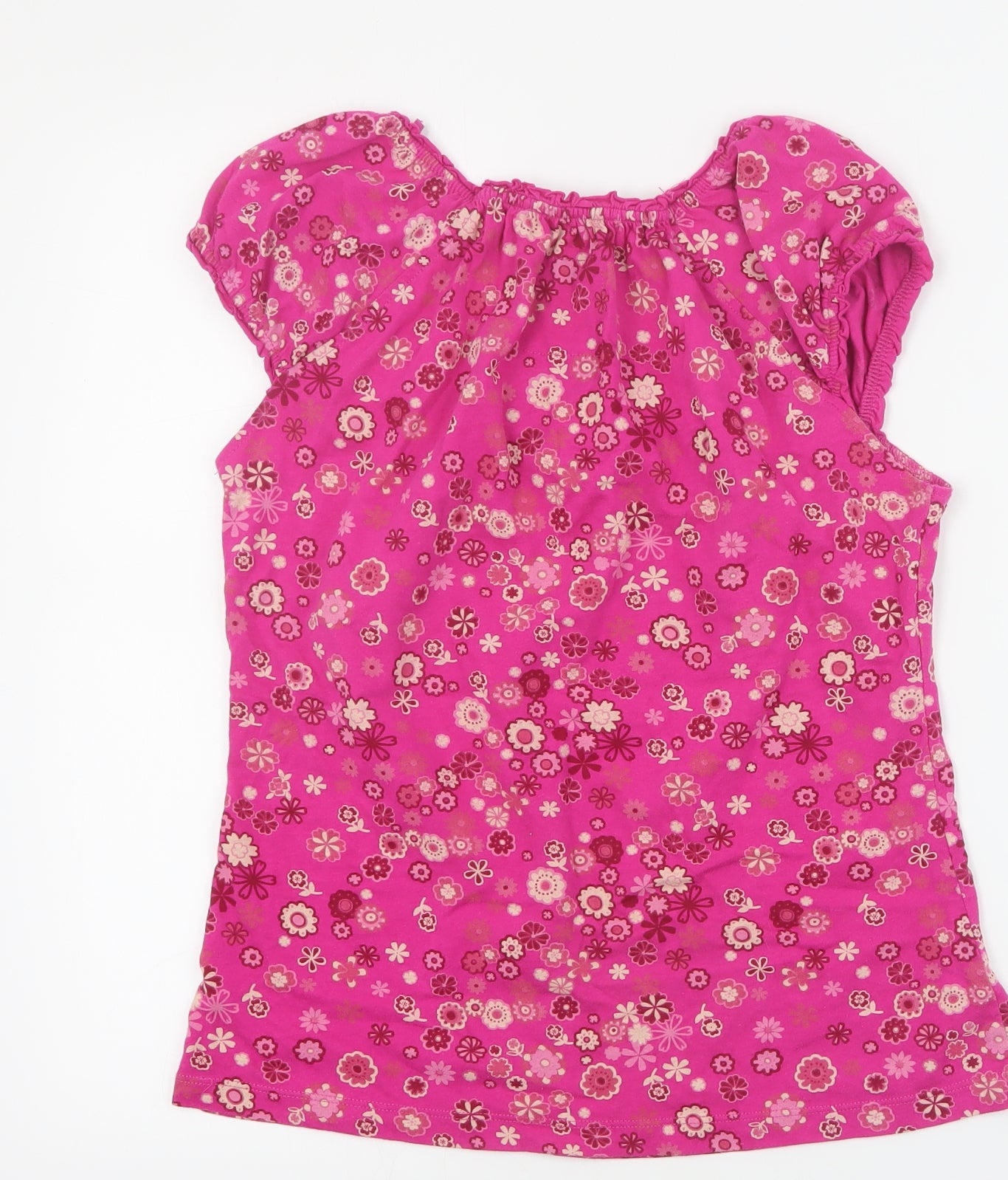 George Womens Pink Floral Cotton Basic T-Shirt Size 12 Square Neck
