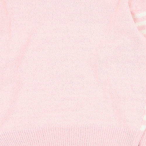 Niccoluchi Womens Pink Round Neck Striped Acrylic Pullover Jumper Size S