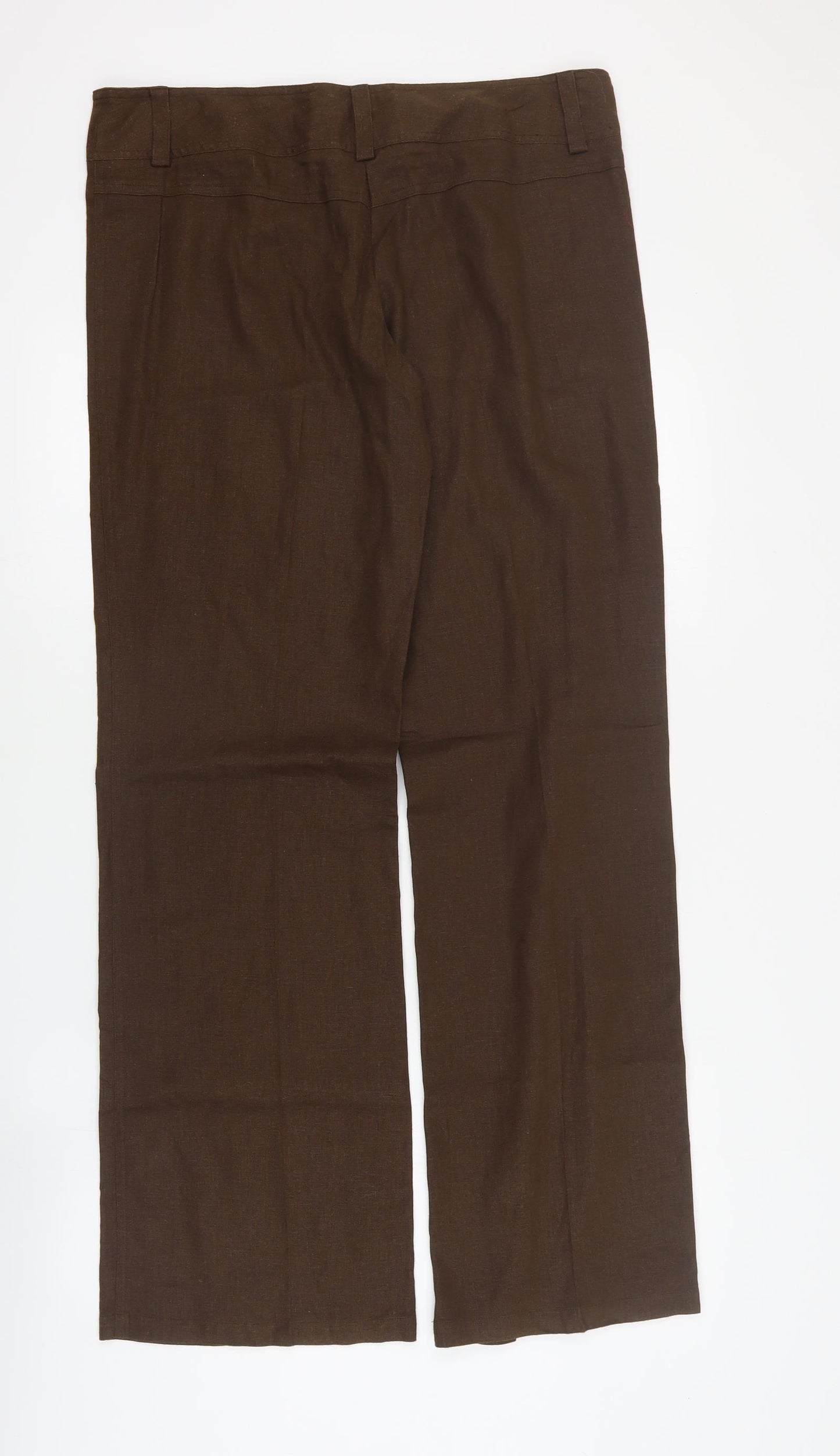 St Bernard Womens Brown  Linen Carrot Trousers Size 12 L34 in Regular Zip
