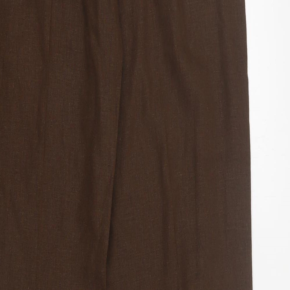 St Bernard Womens Brown  Linen Carrot Trousers Size 12 L34 in Regular Zip